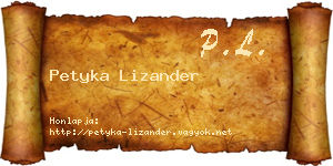 Petyka Lizander névjegykártya